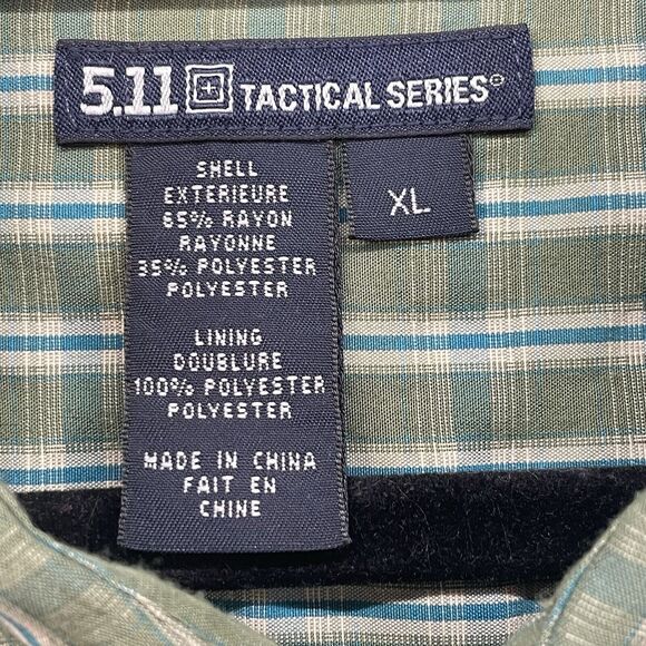 511 Tactical Shirt Mens XL Green Plaid Button Down Cadet Covert Concealed Carry - Picture 3 of 10